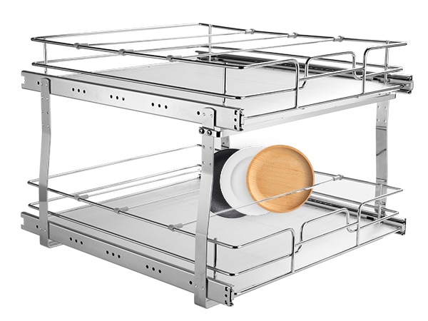 2-tier Pull-out Cabinet Organizer Heavy-duty Sliding Shelf System_voghion.com